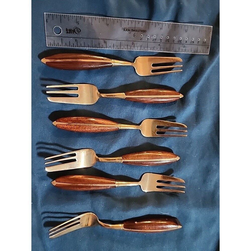 6 Vintage MID CENTURY MODERN MCM DANISH MODERN Pastry Forks 5" LONG